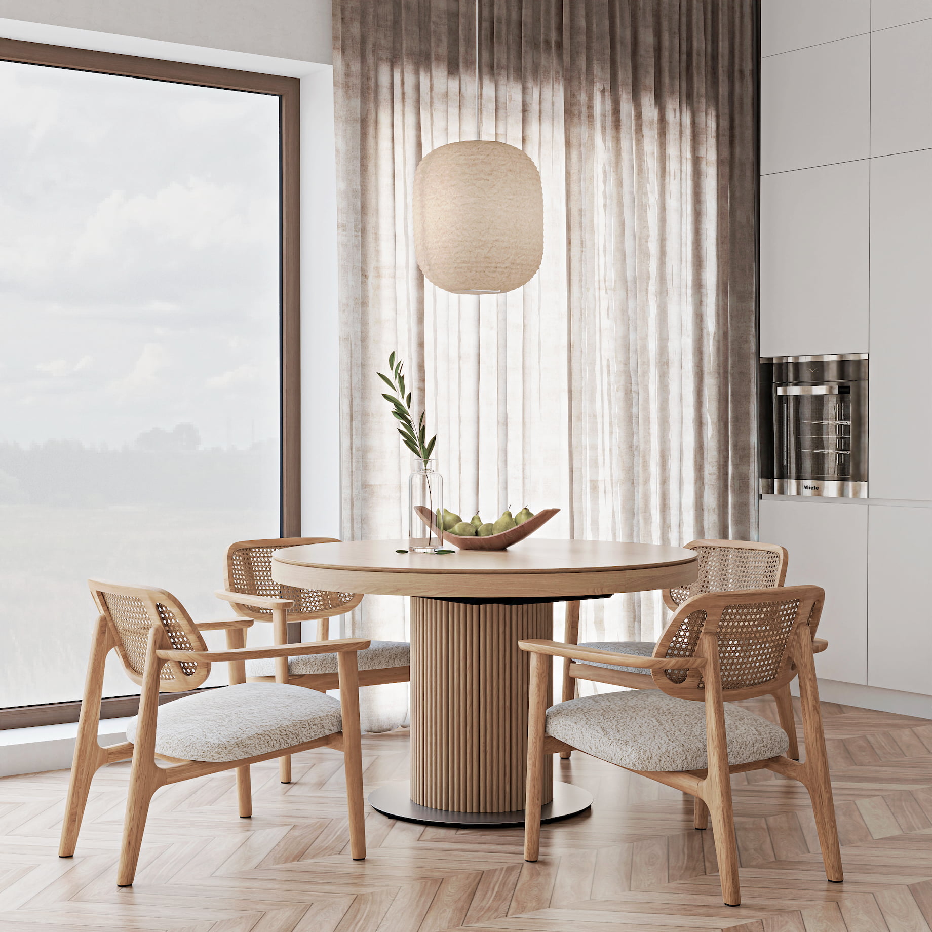 Light design of a kitchen with new furniture from the Planoplan catalog