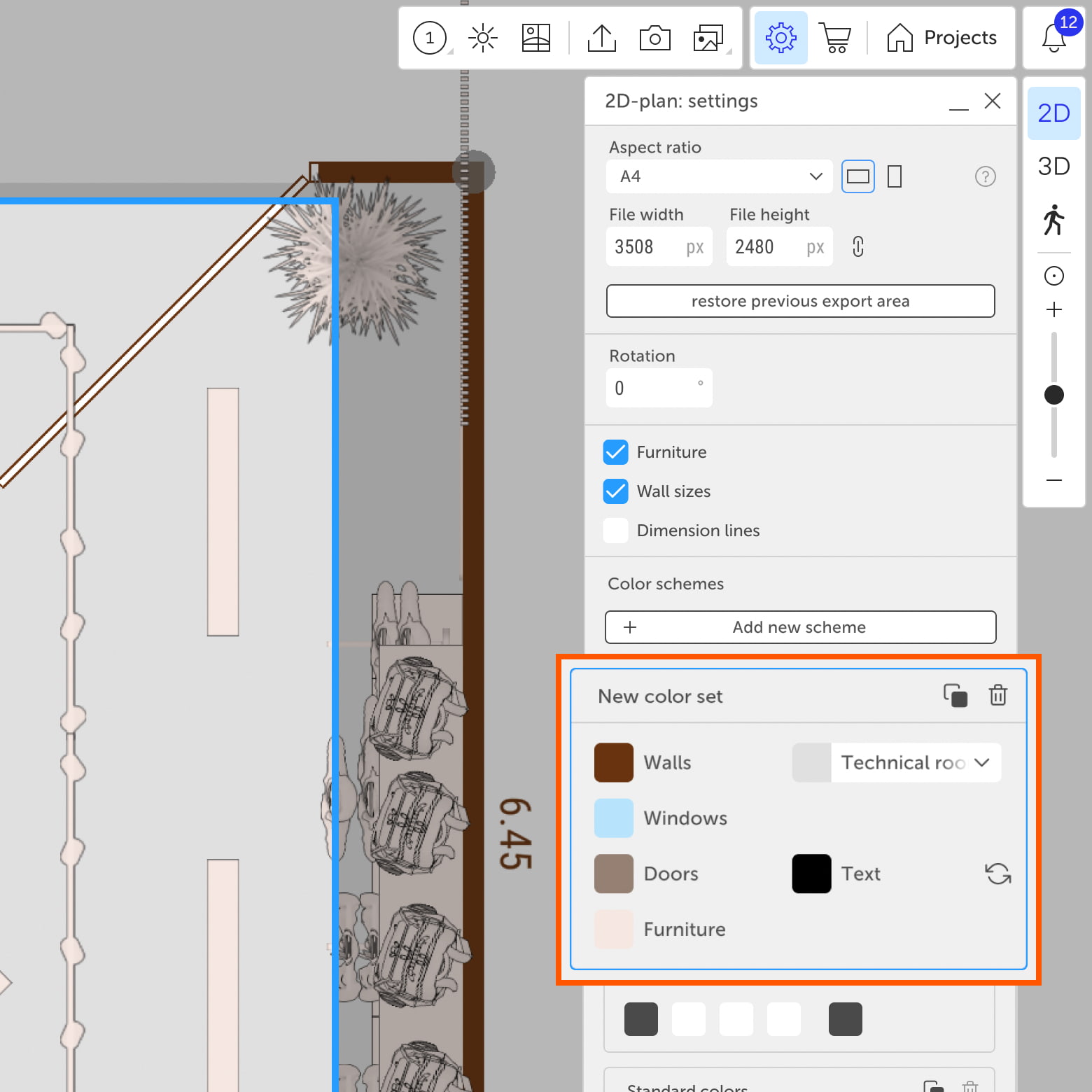 Color scheme editing window with customization options visible.