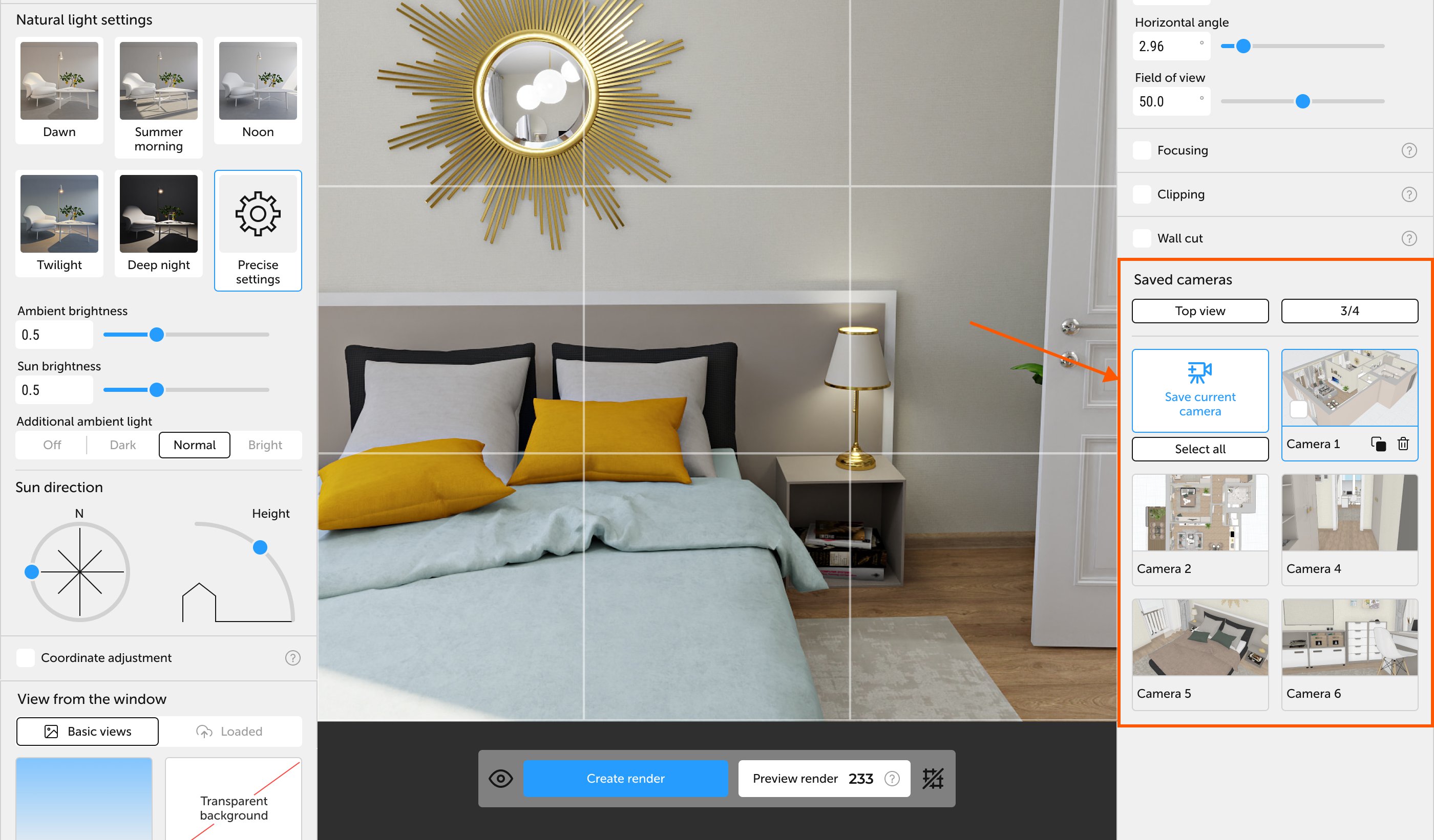 UI Saved cameras