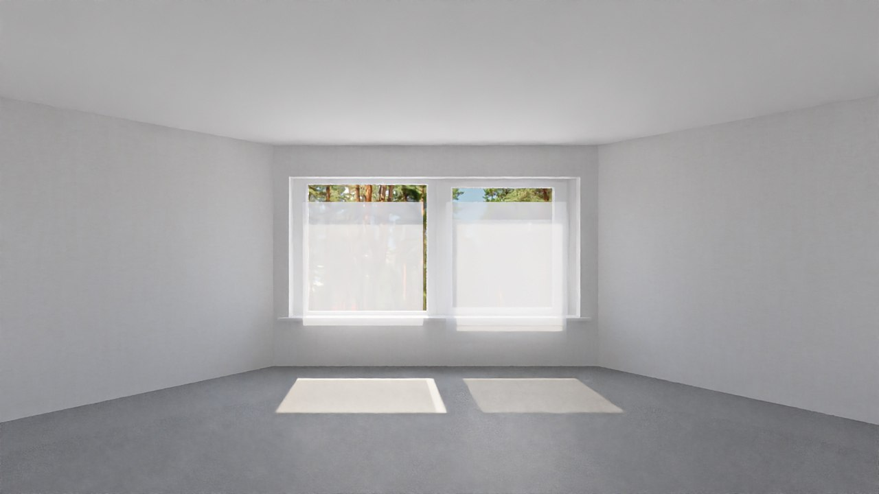 Wider camera angle showing the curtain appearing brighter.