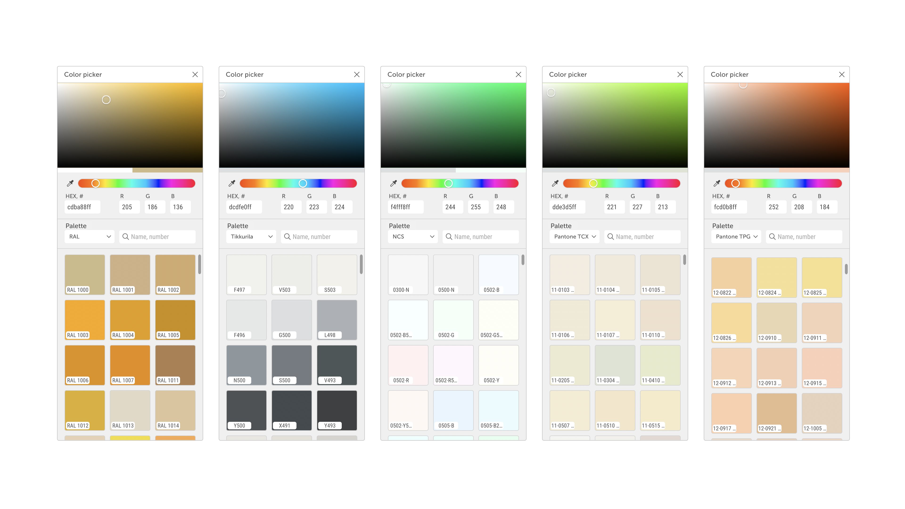 Professional Palettes in Planoplan: Pantone, NCS, RAL, Tikkurila