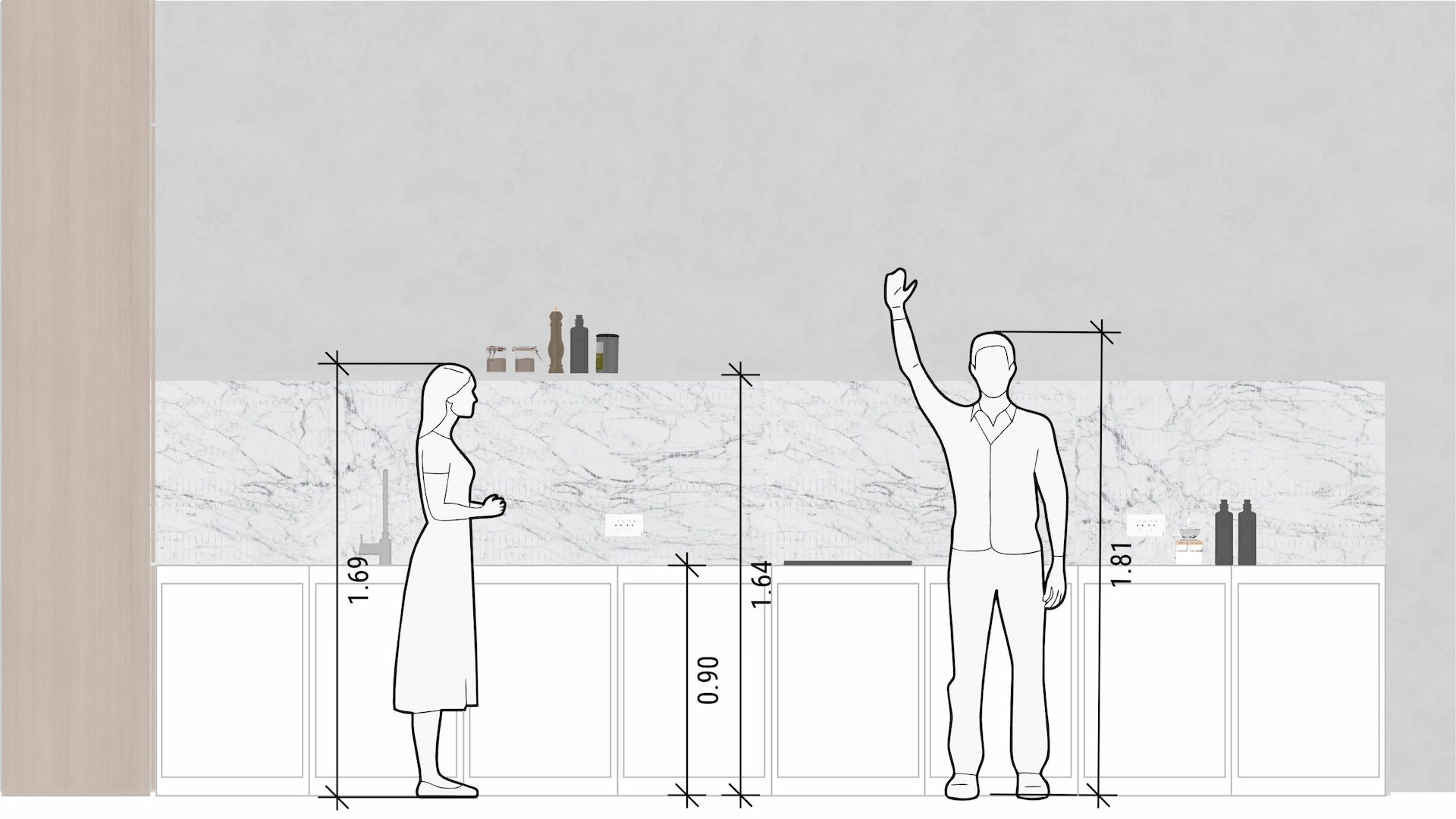 people on wall elevation