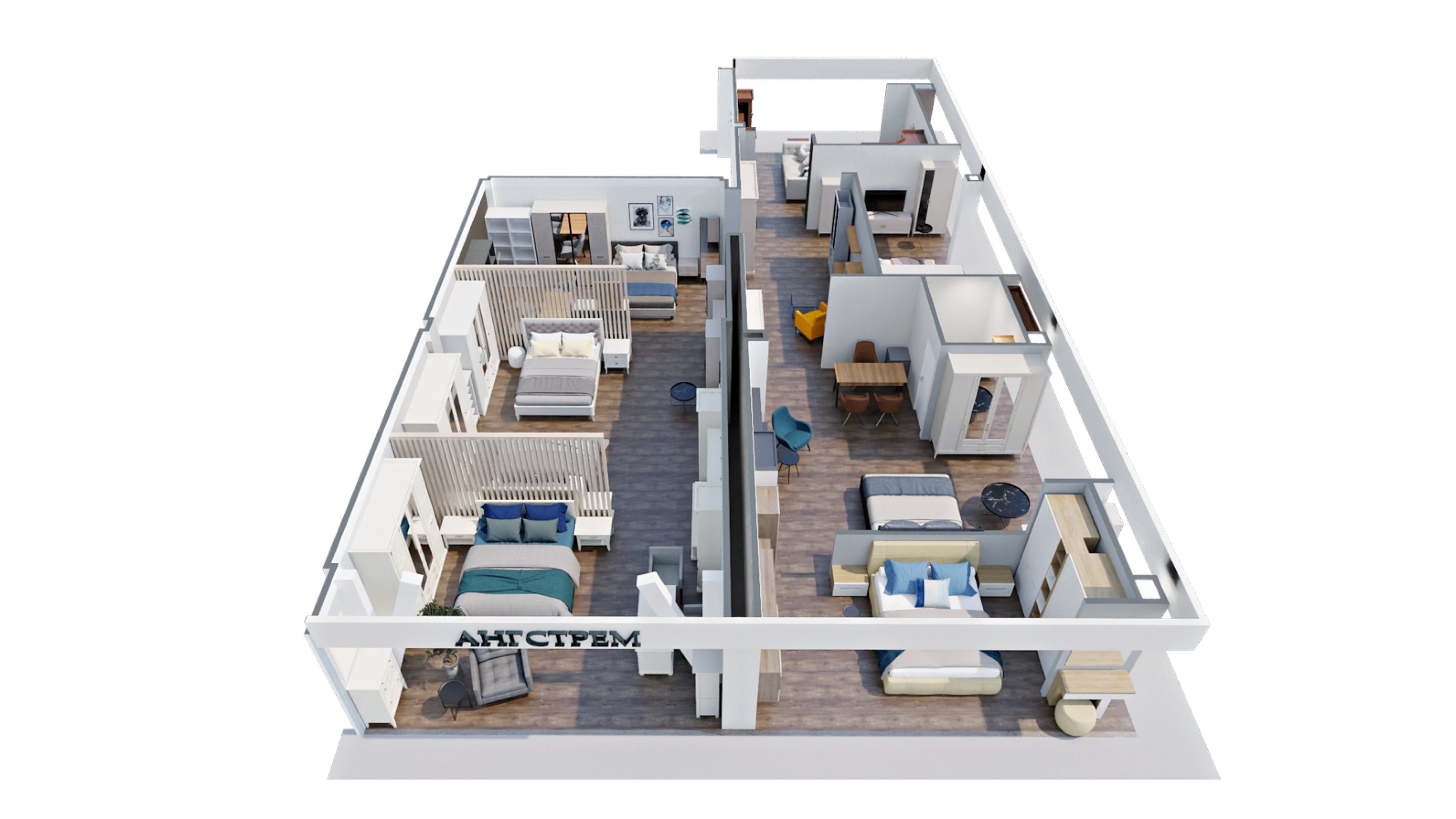 Визуализации салона (г. Москва), созданные дизайнерами «Ангстрем» в Планоплане