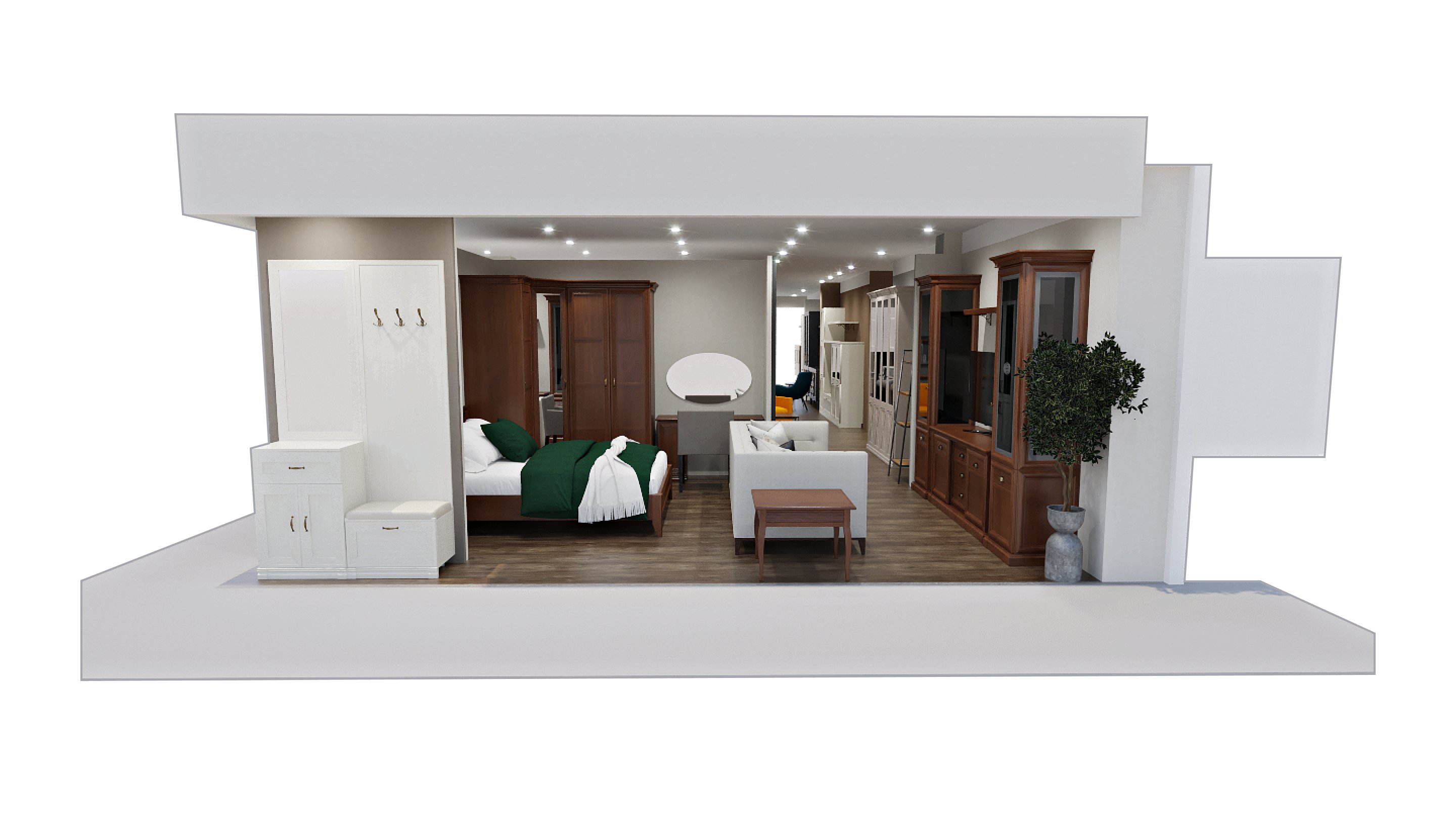 Визуализации салона (г. Москва), созданные дизайнерами «Ангстрем» в Планоплане