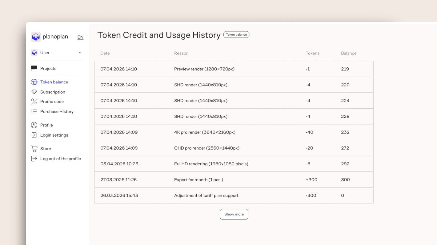 Token balance details