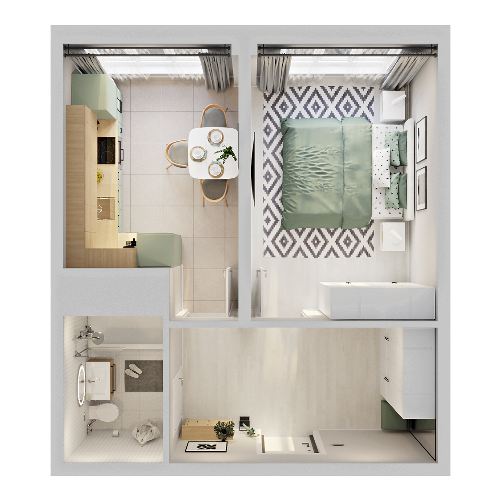 1-комнатная № 66