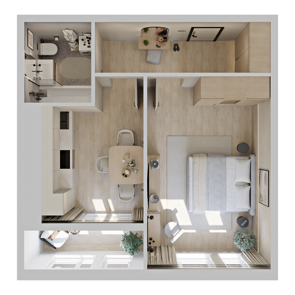 1-комнатная № 93